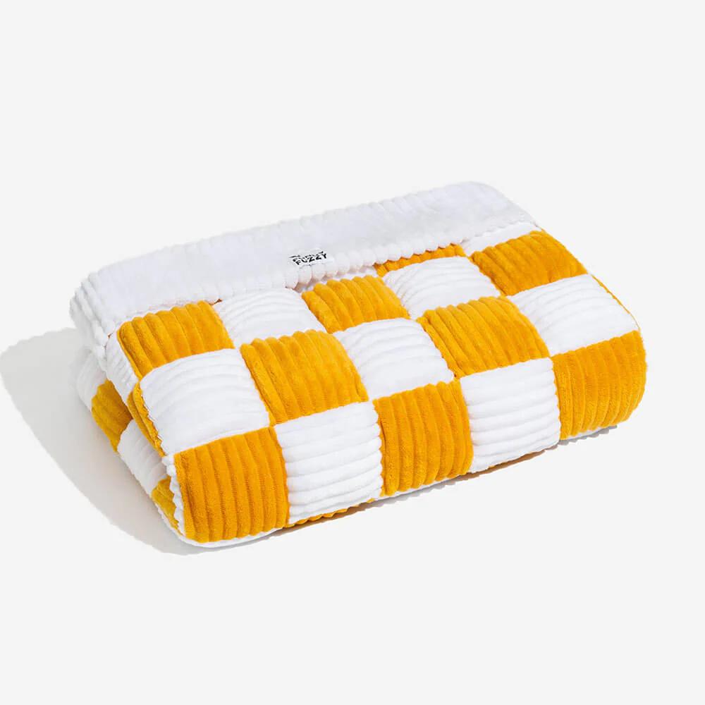 Cream Square Plaid Cozy Dog Mat Furniture Protector Cover - Image 14