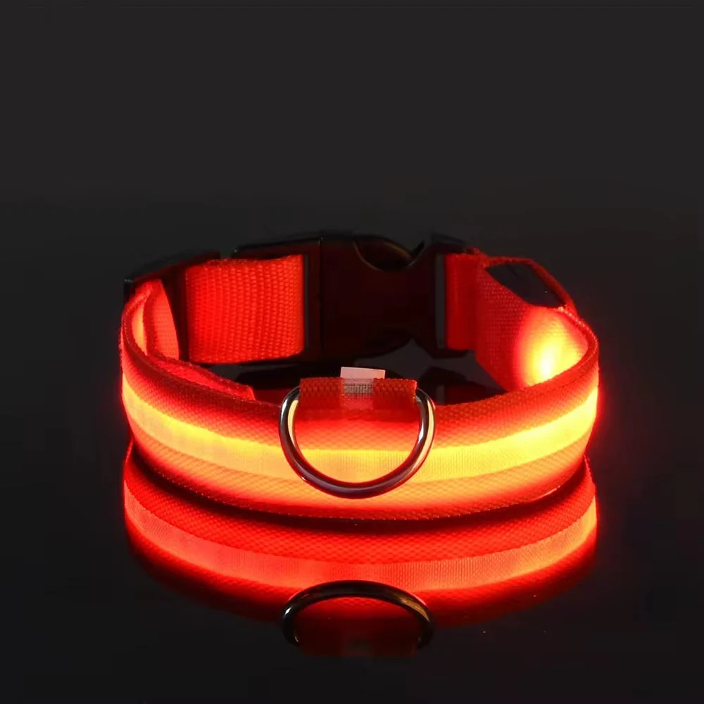 Dog Collar Nylon LED Night Safety Flashing Glow - Image 5