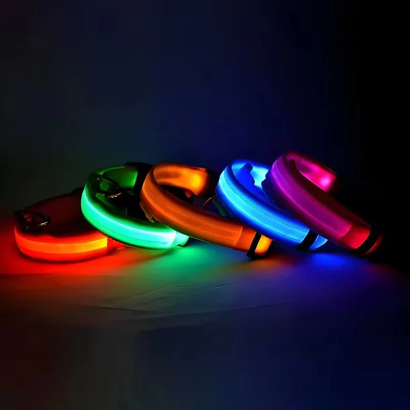Dog Collar Nylon LED Night Safety Flashing Glow - Image 7