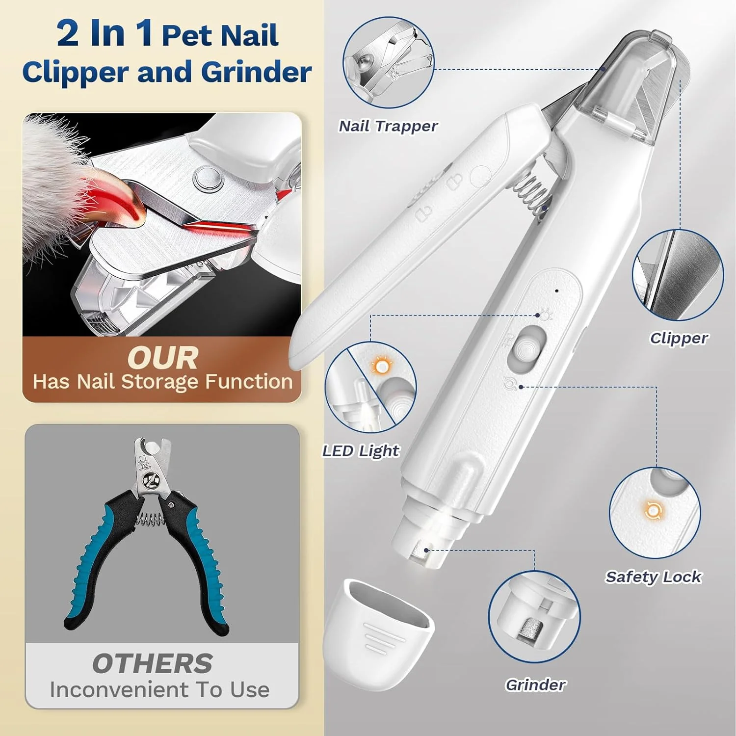 2-in-1 Rechargable Pet Nail Clipper & Grinder - Image 6